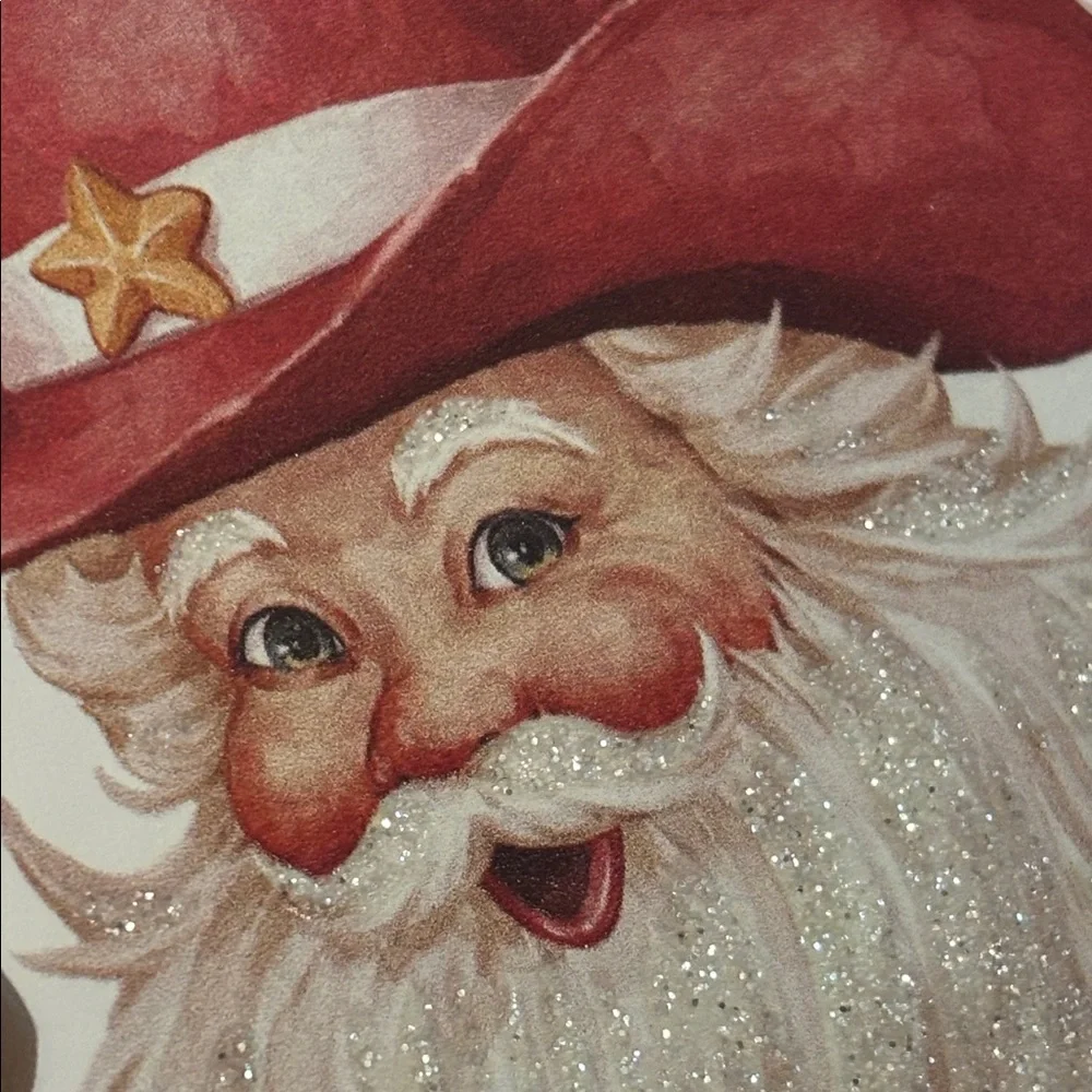 Cowboy Santa Claus Ornaments with Glitter Beard Country Western Santa Ornaments